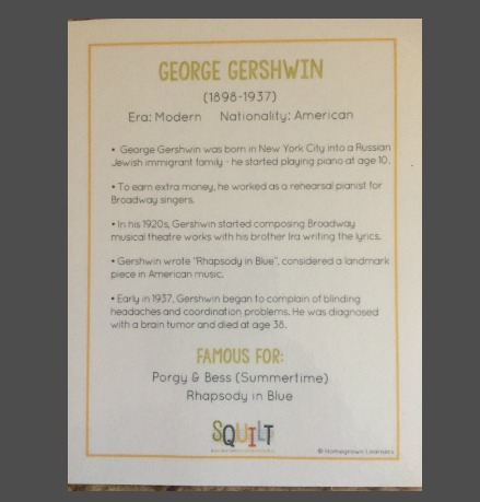 Meet the Composers Gershwin card