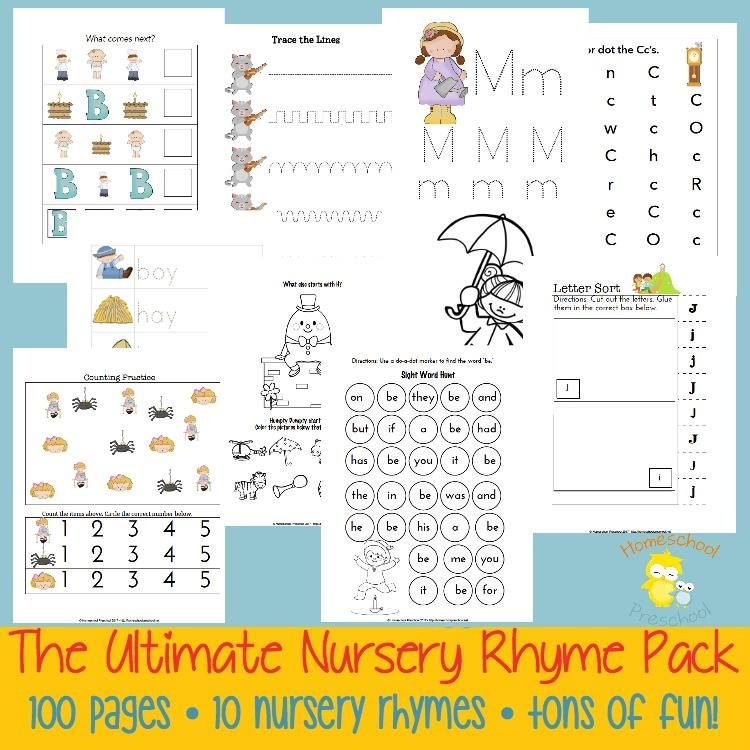 Nursery Rhyme Pack, use the 100-page pack with this 15-Minute Music Lesson on Nursery Rhymes