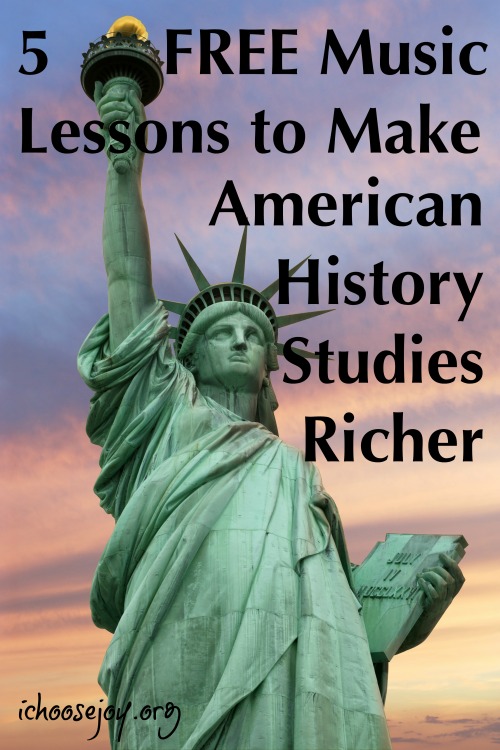 5 FREE Music Lessons to Make American History Studies Richer. Use these music lessons when you study American history with your kids. #musicinourhomeschool #americanhistory #musichistory #20thcenturymusic 