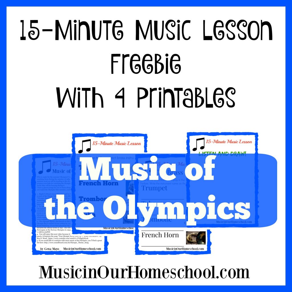 Music of the Olympics 15-Minute Music Lesson Freebie with Printables