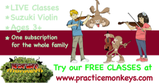 Use Practice Monkeys Violin Instruction for Live At-Home Lessons #homeschoolmusic #music #musiclessons #violinlessons