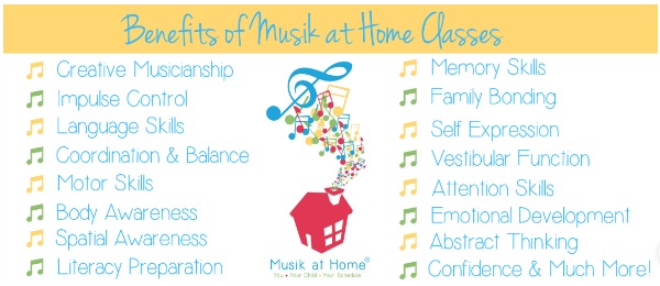 Benefits of Musik at Home Classes. The Best Musical Activity for Preschoolers, Toddlers, & Babies. Musik at Home has Mommy & Me classes you can do in the comfort of your own home! #musicinourhomeschool #homeschoolmusic #musiceducation #musicforpreschoolers