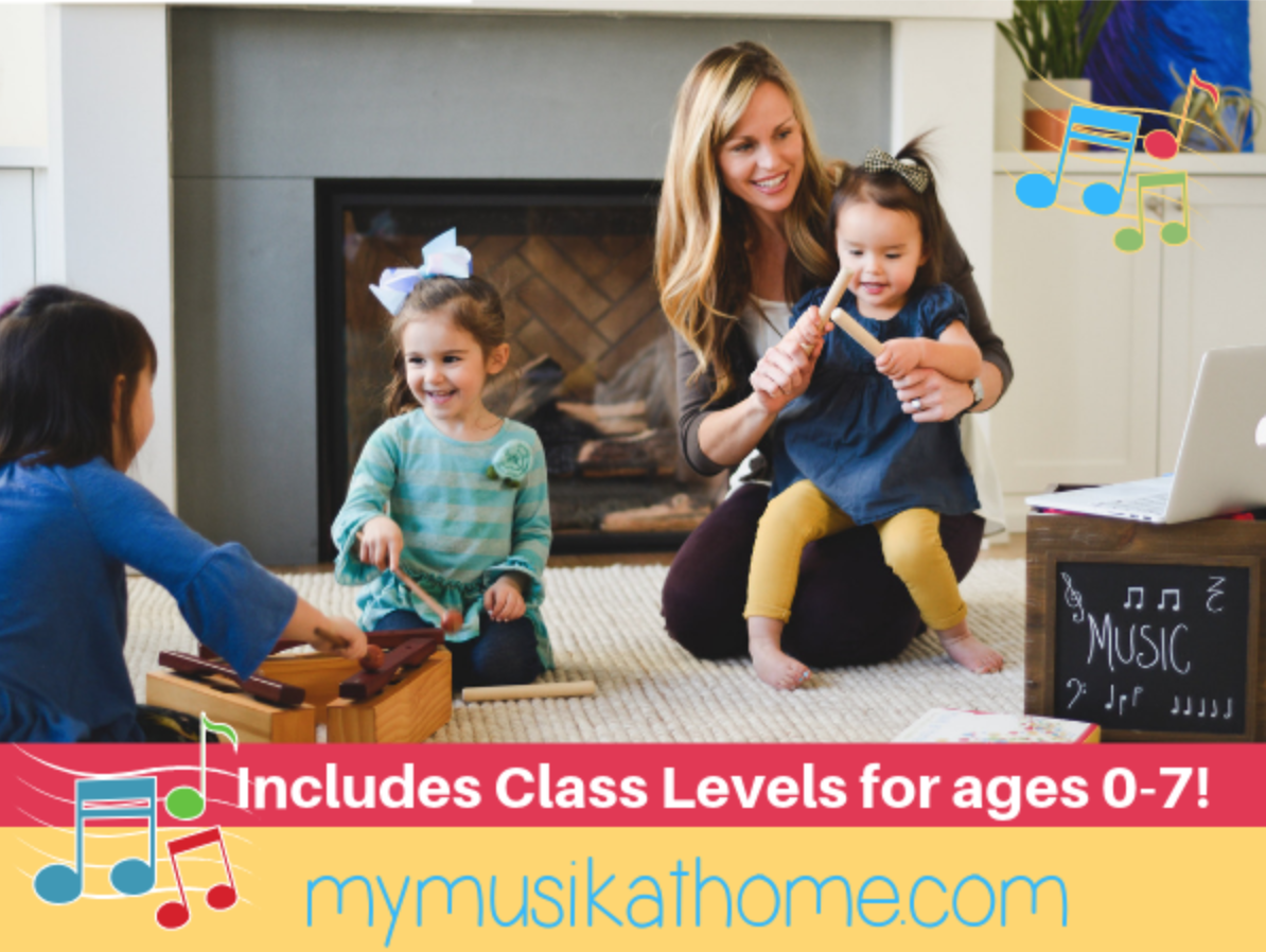 The Best Musical Activity for Preschoolers, Toddlers, & Babies. Musik at Home has Mommy & Me classes you can do in the comfort of your own home! #musicinourhomeschool #homeschoolmusic #musiceducation #musicforpreschoolers