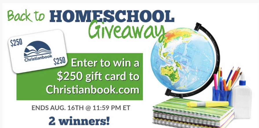 Win one of 2 $250 gift certificates to Christian Book Distributors. A Homeschool Giveaway!
