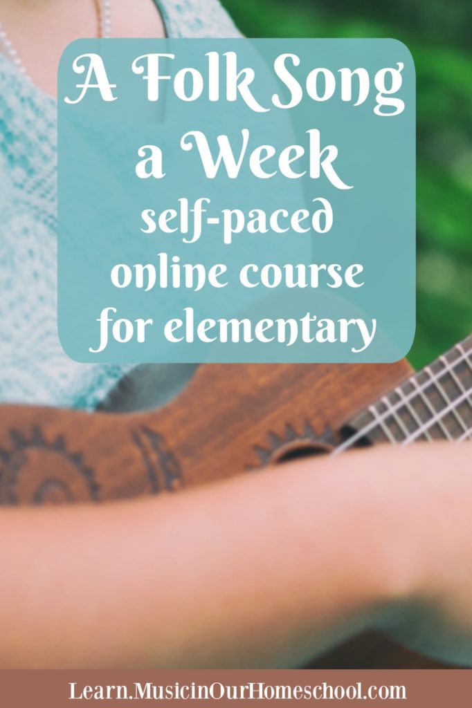 "A Folk Song a Week" is the newest course from Music in Our Homeschool and is the perfect way to folk songs in your homeschool! Learn 36 songs with your kids. #musiced #folksongs #afolksongaweek #musicinourhomeschool