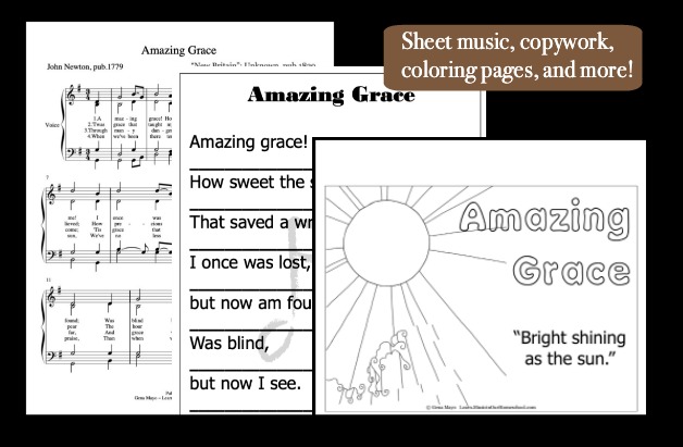 Amazing Grace printables rect black