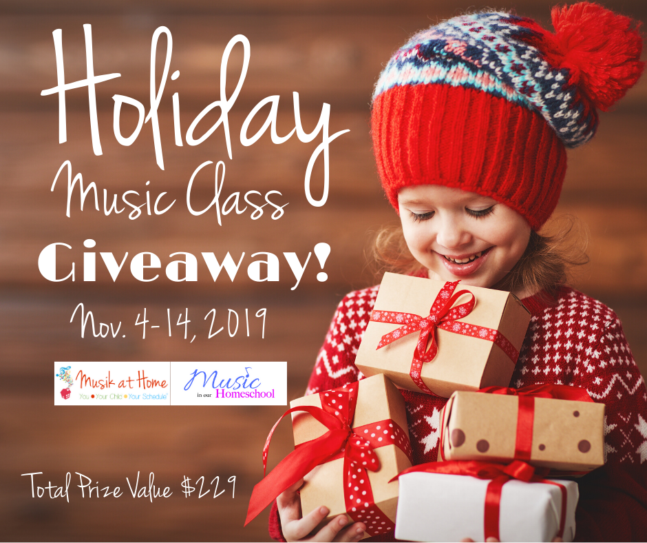 Holiday Music class giveaway of Music in Our Homeschool and Musik at Home courses!