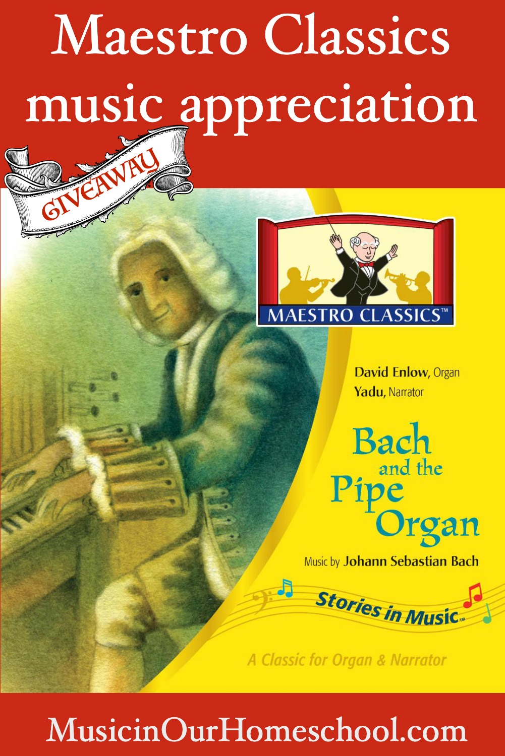 Maestro Classics new Bach CD called "Bach and the Pipe Organ" is a great way to introduce your students to Baroque music. #musicinourhomeschool #homeschoolmusic #musiclessonsforkids