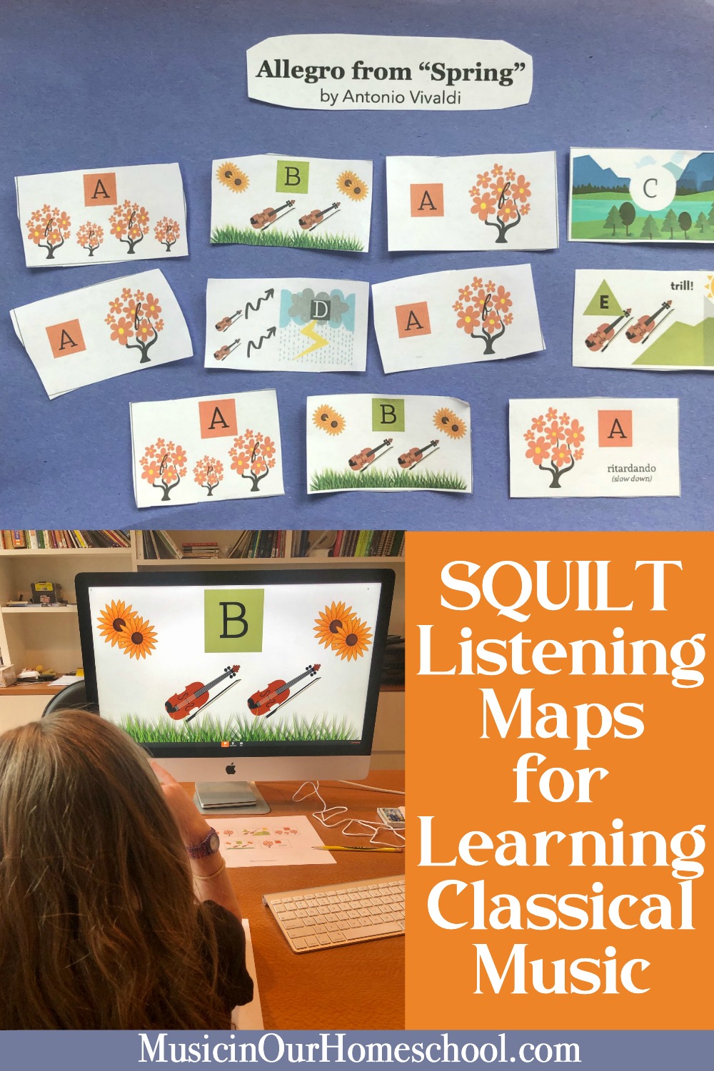 SQUILT Listening Maps are a great way for elementary music students to learn about Classical Music! Here is an example from Vivaldi's "Spring"