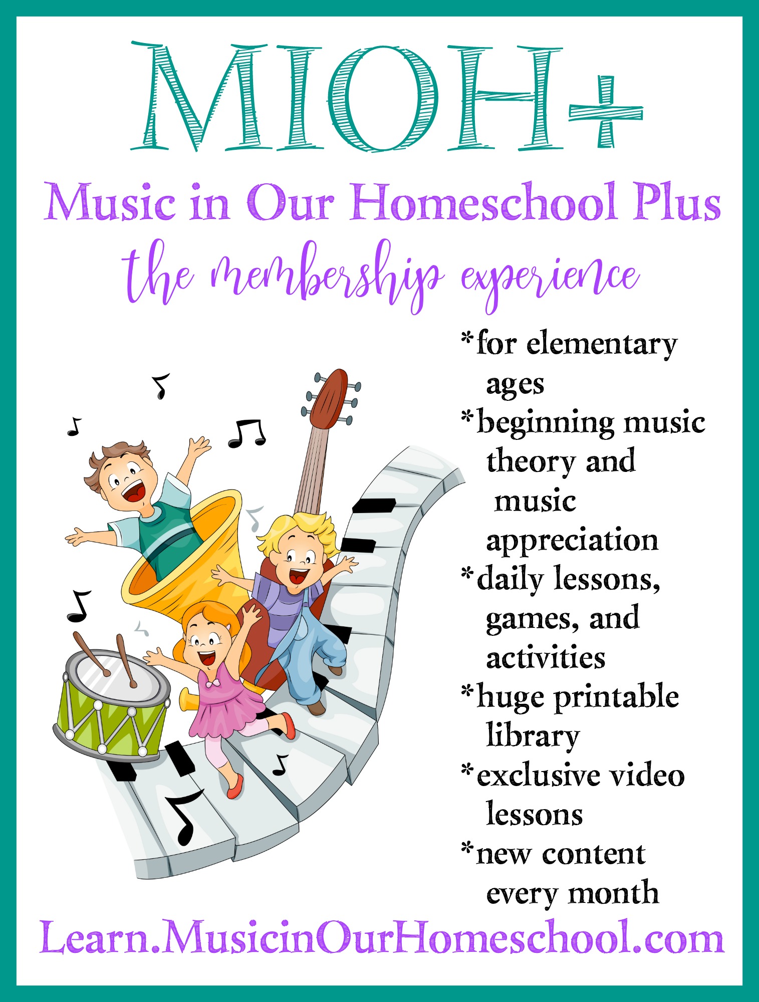Music in Our Homeschool Plus ~ the membership experience from Learn.MusicinOurHomeschool.com for elementary students. Includes beginning music theory, music appreciation, printables, exclusive videos, and much more for homeschools or music classrooms.