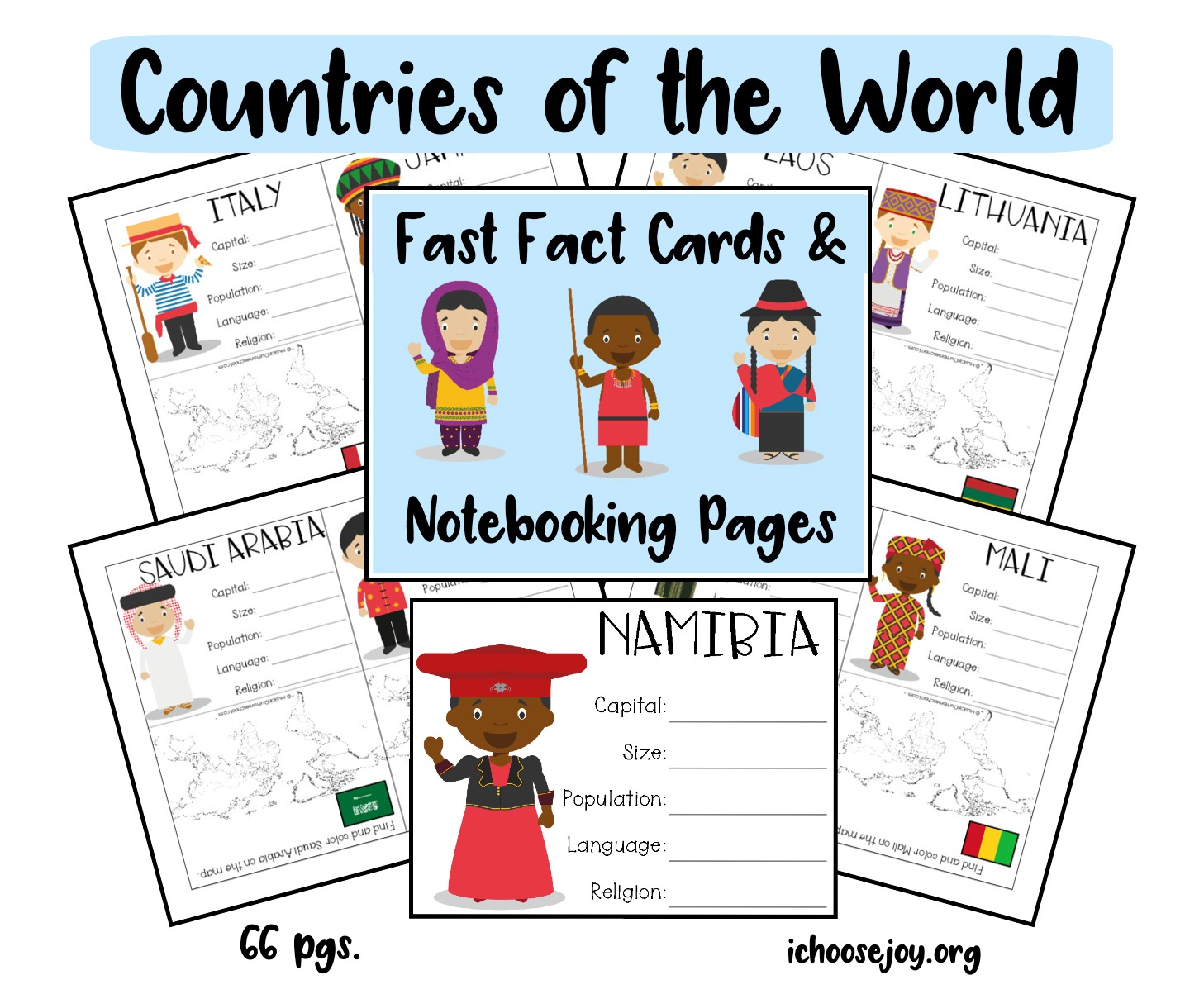 Countries of the World Fast Fact Cards & Notebooking Pages