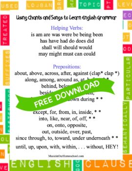 FREE DOWNLOAD Using Chants and Songs to Learn English Grammar printable