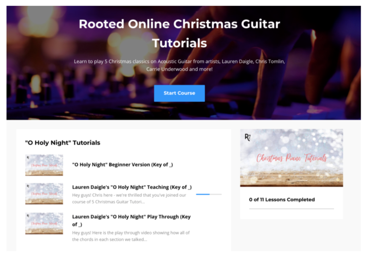 Rooted Music Online Guitar Tutorial for Christmas music