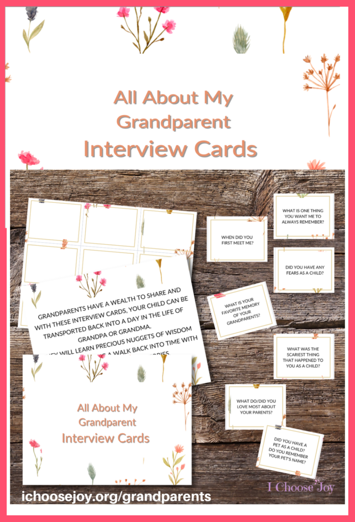 All About My Grandparent Interview Cards printable set for Grandparents Day