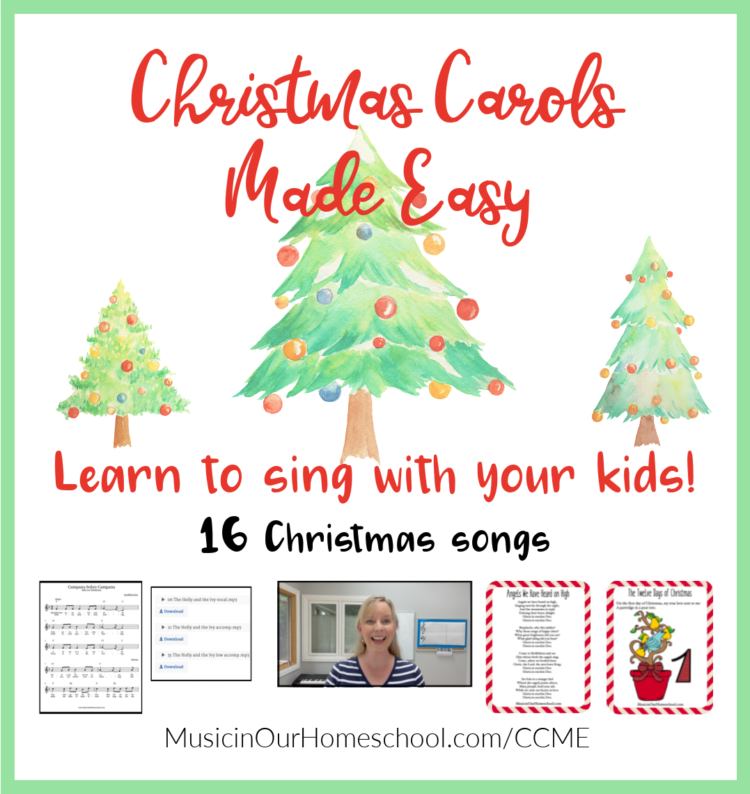 Christmas Carols Made Easy is a course for all ages to learn to sing together! From Music in Our Homeschool, beginning singing lessons with Christmas carols and Christmas songs.