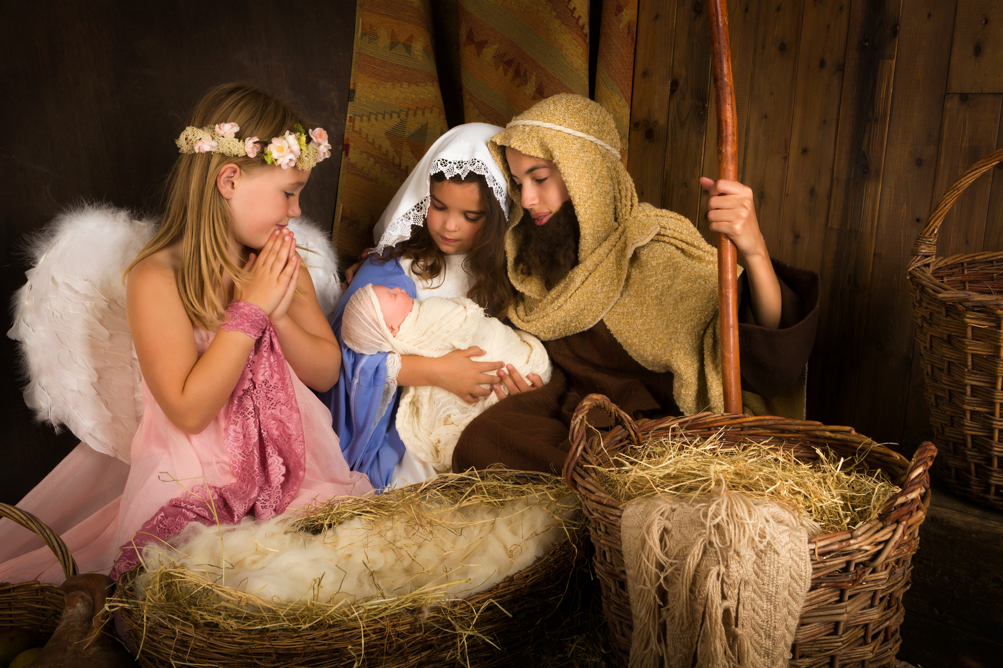 Christmas nativity play with kids as actors