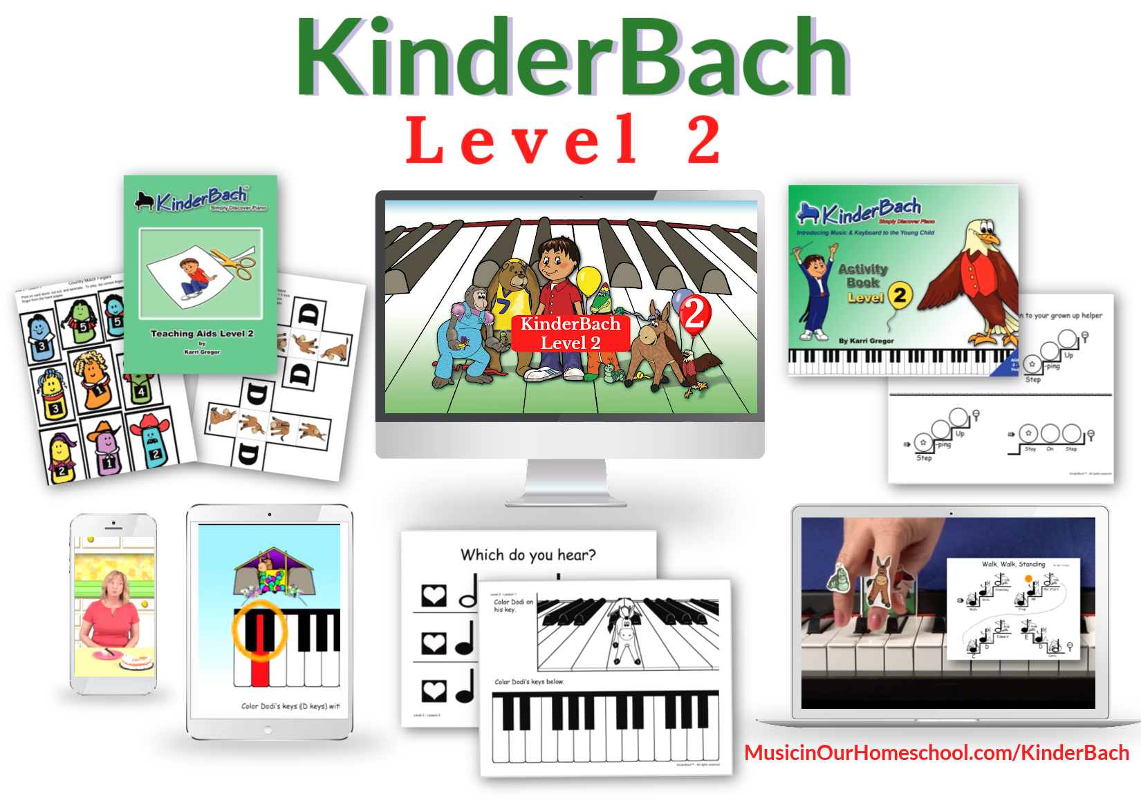 KinderBach Level 2 beginning piano and music theory for preschoolers