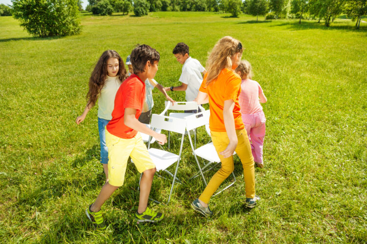 musical chairs, one of many music games for homeschoolers
