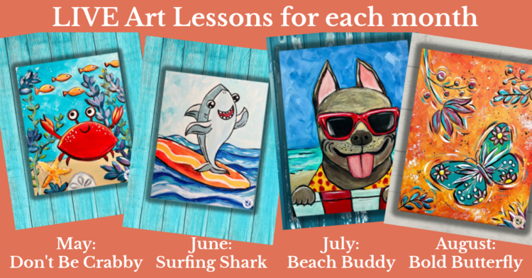 Live art lessons for each month.