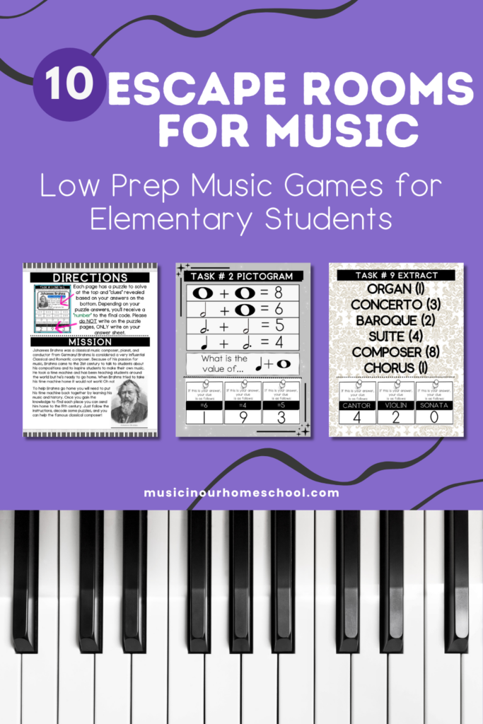 Music Game Composer Escape Rooms for Music Class or Homeschool co-ops.