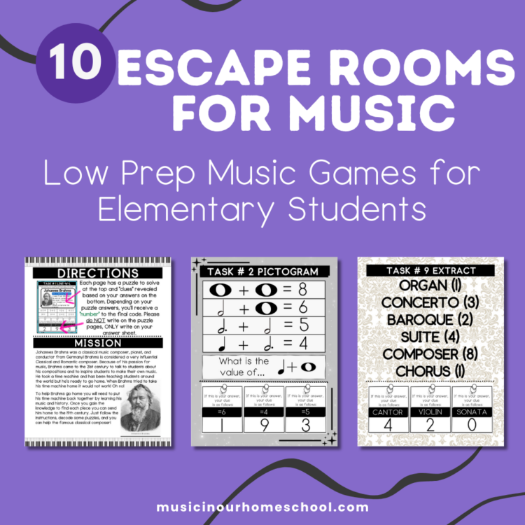 Music Game Composer Escape Rooms for Music Class or Homeschool co-ops.