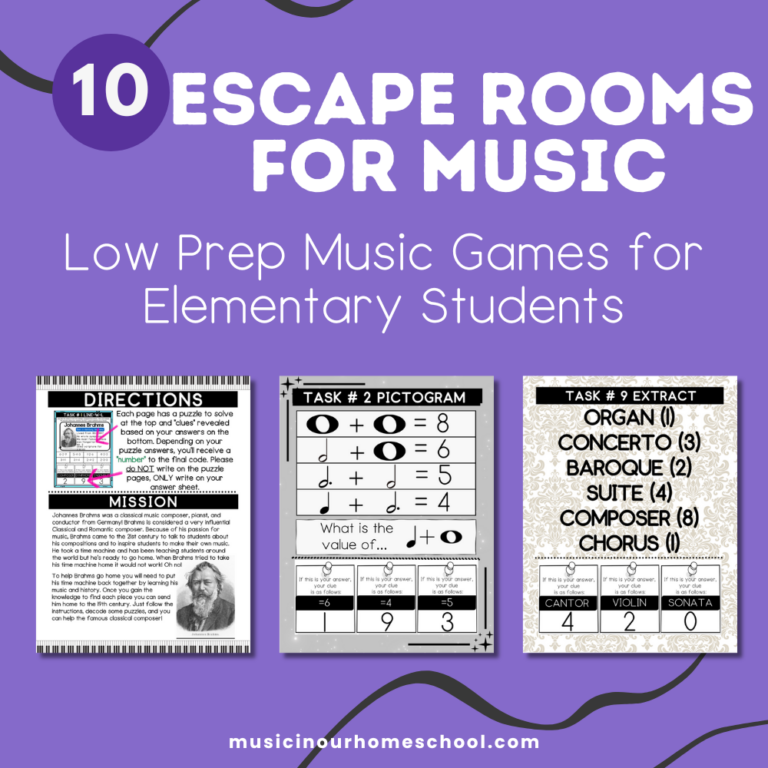 Music Game Composer Escape Rooms for Music Class or Homeschool co-ops.