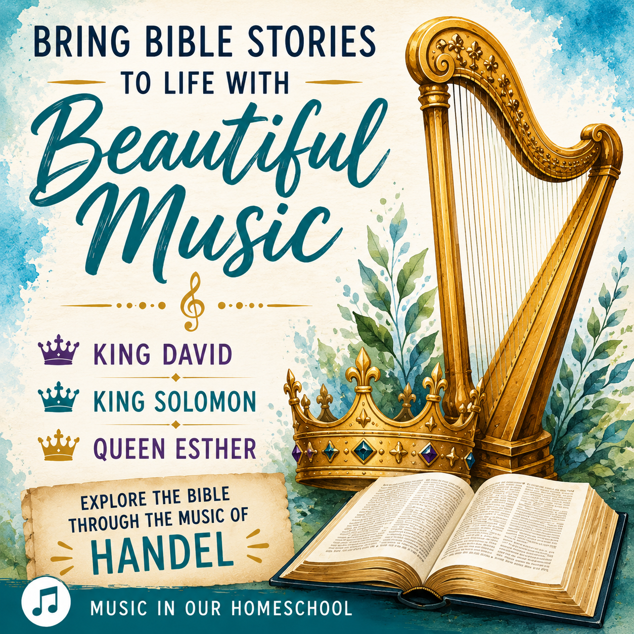 A Complete Handel Biblical Royalty Music Lesson- King David, King Solomon, and Queen Esther