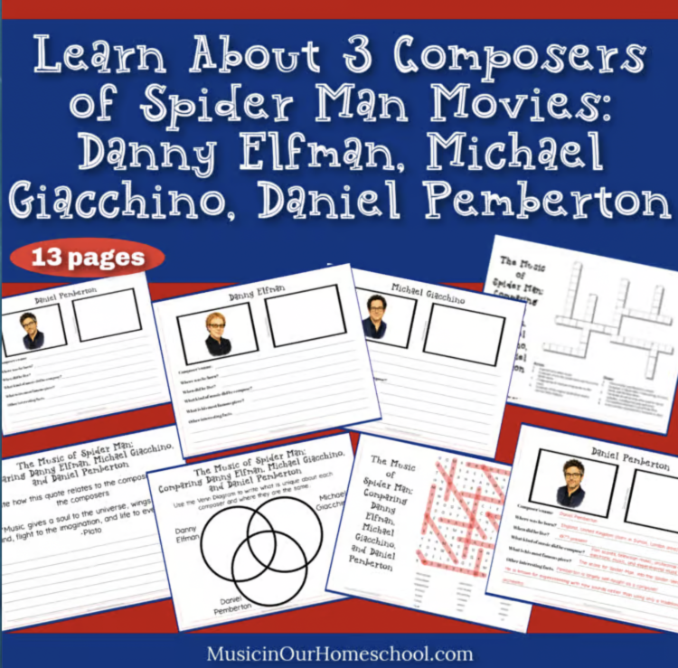 Spider-Man Movie Composers music lesson 
printable pack
