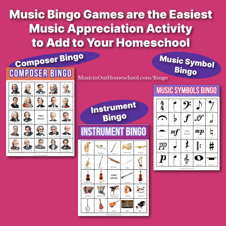 Music Bingo Games are the Easiest Music Appreciation Activity to Add to Your Homeschool